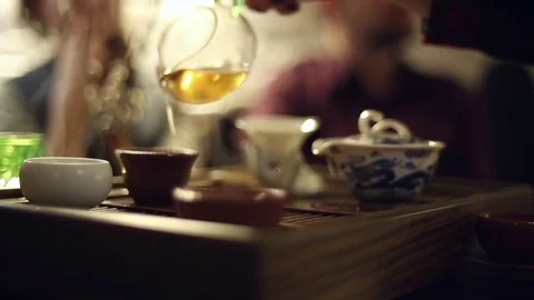 Tea ceremony in the cafe Stock Footage 73137389