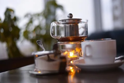Tea ceremony in the cafe Stock Photos