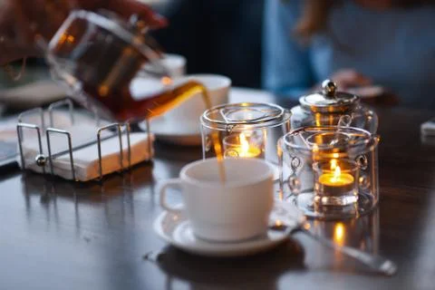 Tea ceremony in the cafe Foto stock