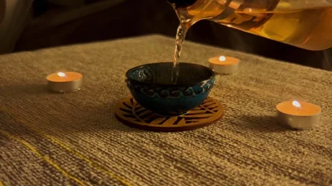 Tea ceremony with candles Stock Footage 243676826