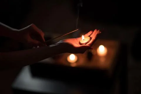 Tea ceremony with candles Stock Photos