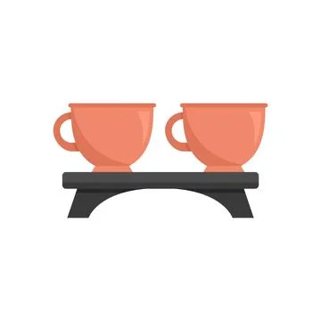Tea ceremony cups icon flat isolated Illustrazione stock