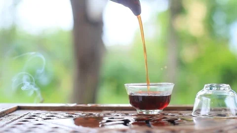 The tea ceremony in the garden. Close-up. Stock Footage 74156078