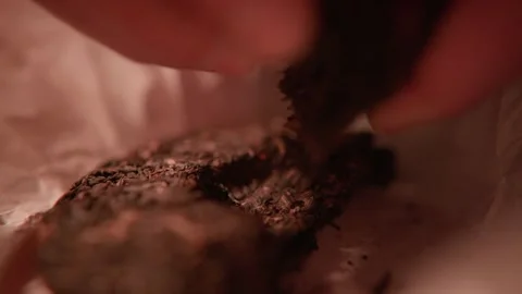 Tea Ceremony – Hands Breaking Pressed Tea Stock Footage 321889803