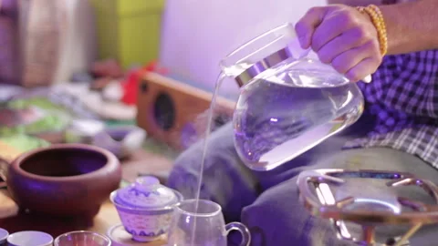 Tea ceremony performance at chinese room interior Stock Footage 113357384