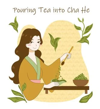 Tea ceremony rules and process. Japanese or chinese characters Stock Illustration