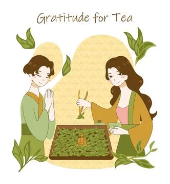 Tea ceremony rules and process. Japanese or chinese characters drinking Stock Illustration