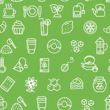 Tea Ceremony Seamless Pattern Background. Vector Stock Illustration