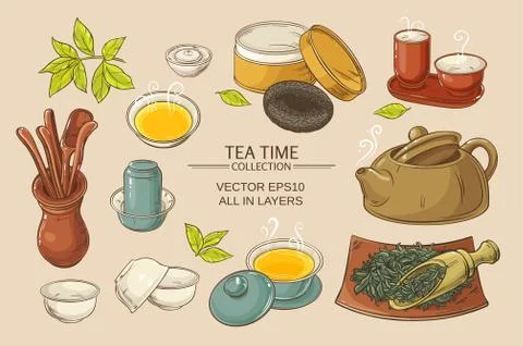 Tea ceremony set Stockillustratie