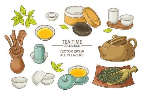Tea ceremony set Stock Illustration