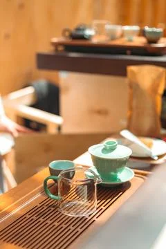 Tea Ceremony Setup on Chaban Tea Table Stock Photos