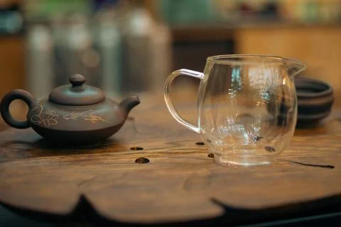Tea Ceremony Setup on Chaban Tea Table Stock Photos