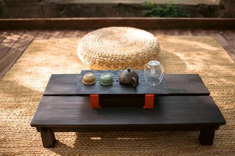 Tea Ceremony Setup on Chaban Tea Table Stock Photos