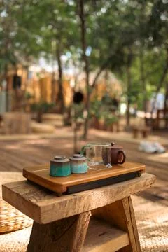 Tea Ceremony Setup on Chaban Tea Table Stock Photos