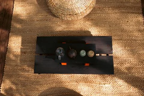 Tea Ceremony Setup on Chaban Tea Table Stock Photos