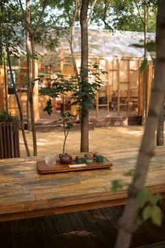 Tea Ceremony Setup on Chaban Tea Table Stock Photos