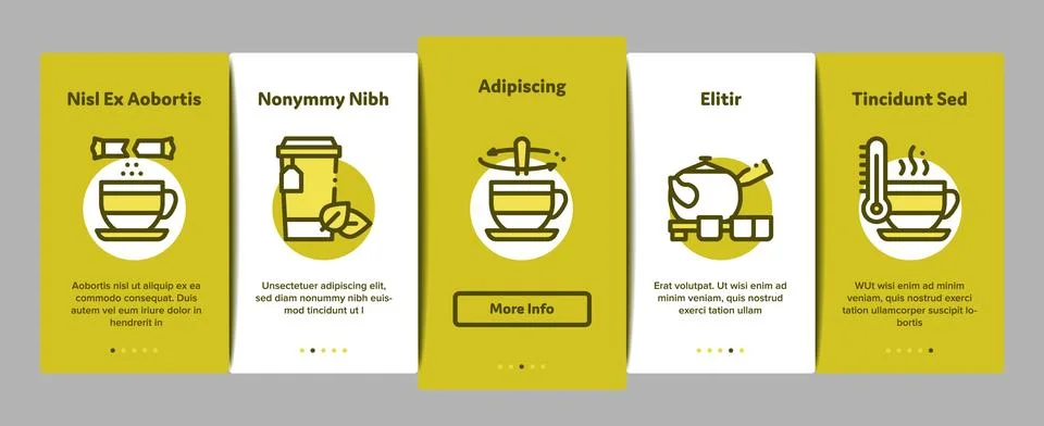 Tea Ceremony Tradition Onboarding Elements Icons Set Vector 库存插图