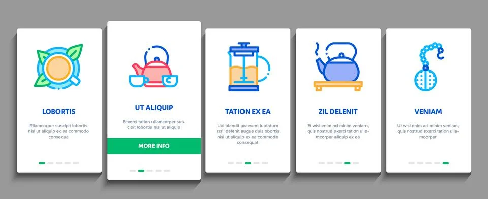 Tea Ceremony Tradition Onboarding Elements Icons Set Vector 스톡 일러스트