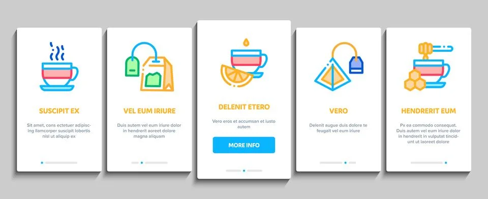 Tea Ceremony Tradition Onboarding Elements Icons Set Vector Stock Illustration
