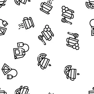 Tea Ceremony Tradition Seamless Pattern Vector Stock Illustration