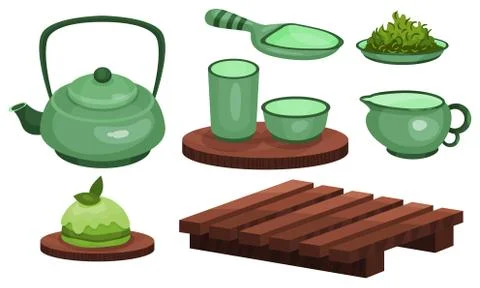 Tea Ceremony Vector Icons Set. Chinese Mate Drinking Process Stock Illustration