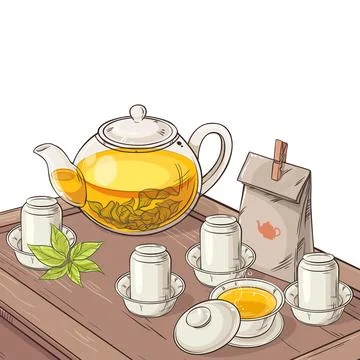 Tea Ceremony Vector Isolated Colored Illustration Stock Illustration
