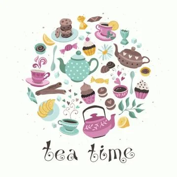 Tea circle poster Stock Illustration
