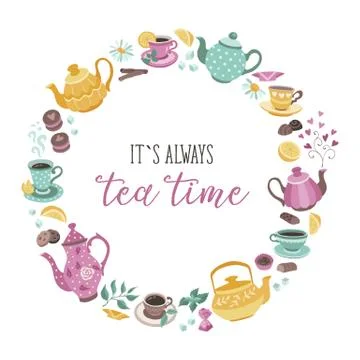 Tea circle poster Illustrazione stock
