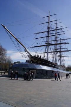 The tea clipper Cutty Sark docked in Greenwich, London (UK) Stock Photos