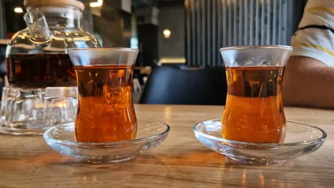 Tea close-up in a cafe. Stock Footage 242522305