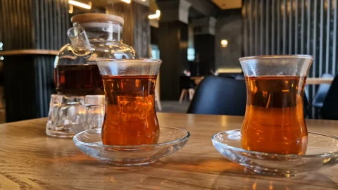 Tea close-up in a cafe. Stock Footage 242522883