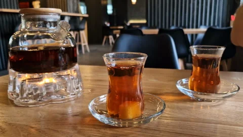 Tea close-up in a cafe. Stock Footage 242524046