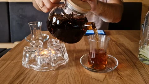 Tea close-up in a cafe. Stock Footage 243357181