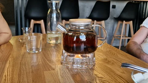 Tea close-up in a cafe. Stock Footage 243483365