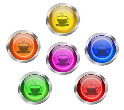 Tea coffee cup icon button Stock Illustration