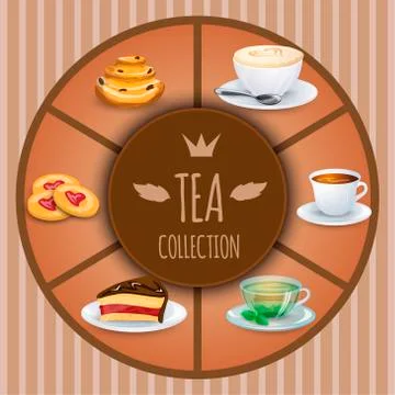 Tea collection vector illustration. Decorative elements and background  Stockillustratie