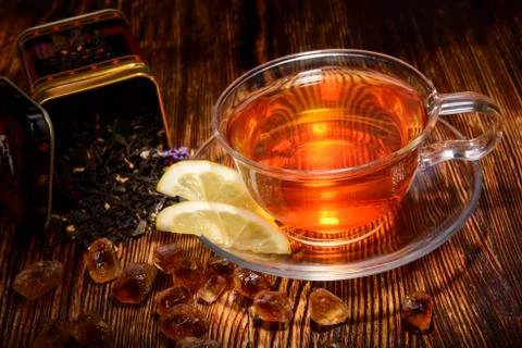 Tea composition on a wooden background Stock-Fotos