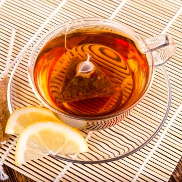 Tea composition on a wooden background Stock Photos