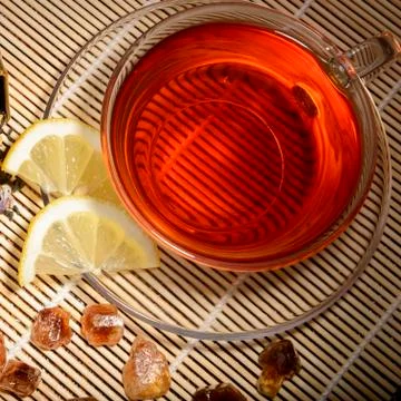 Tea composition on a wooden background Stock Photos