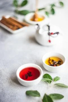 Tea concept on stone background Stock Photos