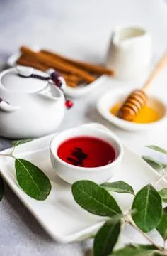 Tea concept on stone background Stock Photos