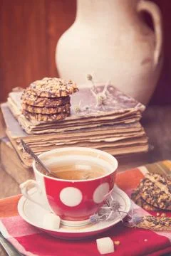 Tea with cookies Stock Photos