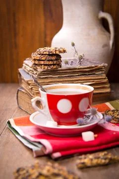 Tea with cookies Stock Photos