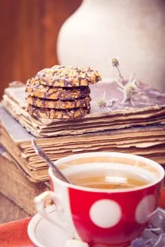 Tea with cookies Stock Photos