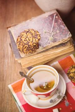 Tea with cookies Foto stock