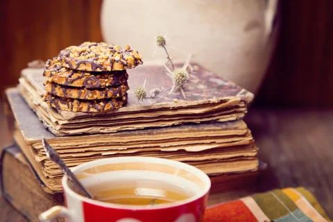 Tea with cookies Stock Photos