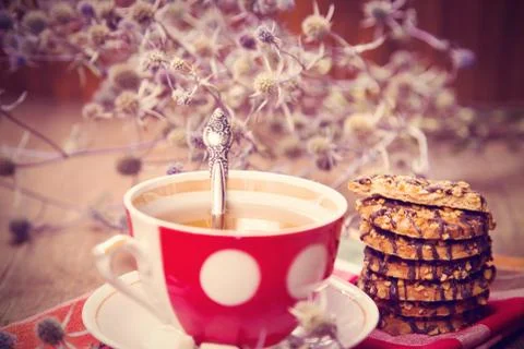 Tea with cookies Stock Photos