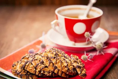 Tea with cookies Stock Photos