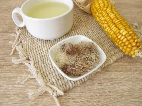 Tea with corn silk, Maydis stigma Foto stock