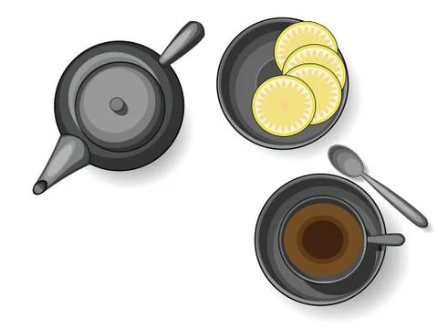 Tea crockery, still life Stock Illustration